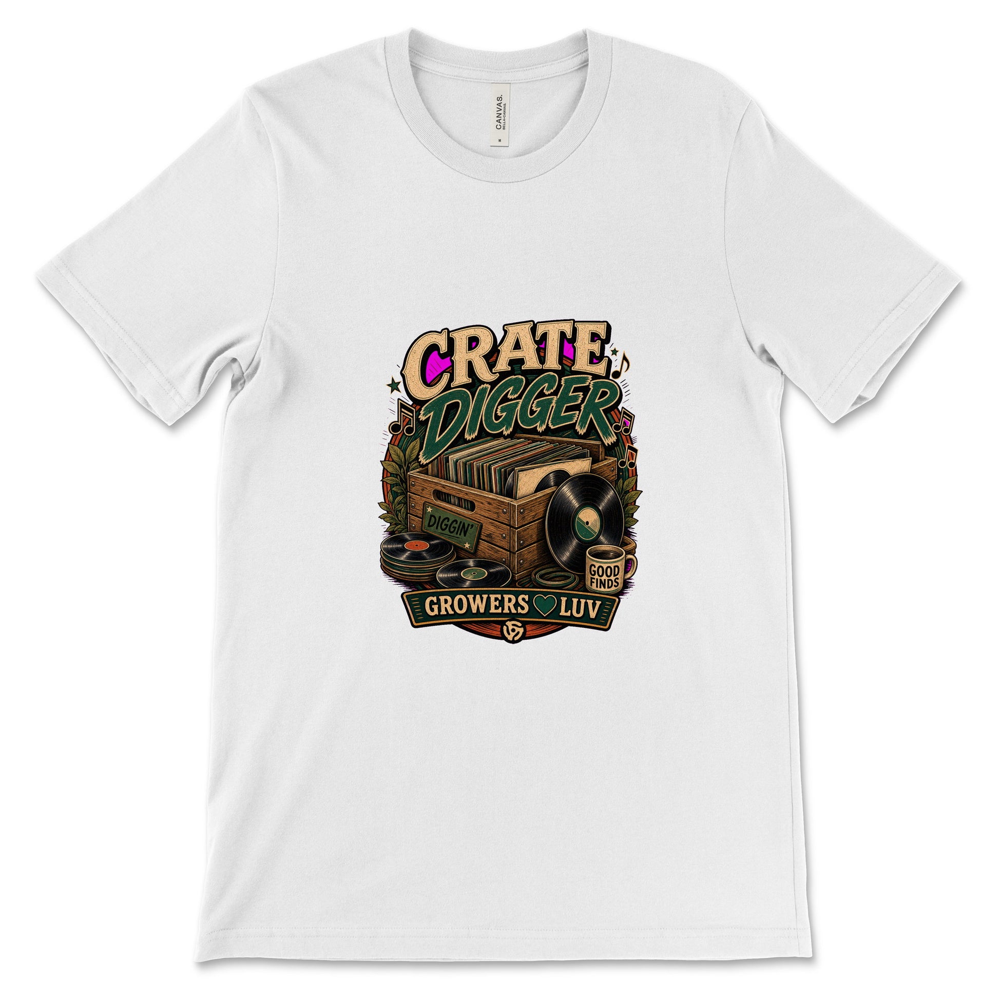 Crate Digger Women's Bella Canvas Graphic Tee in White