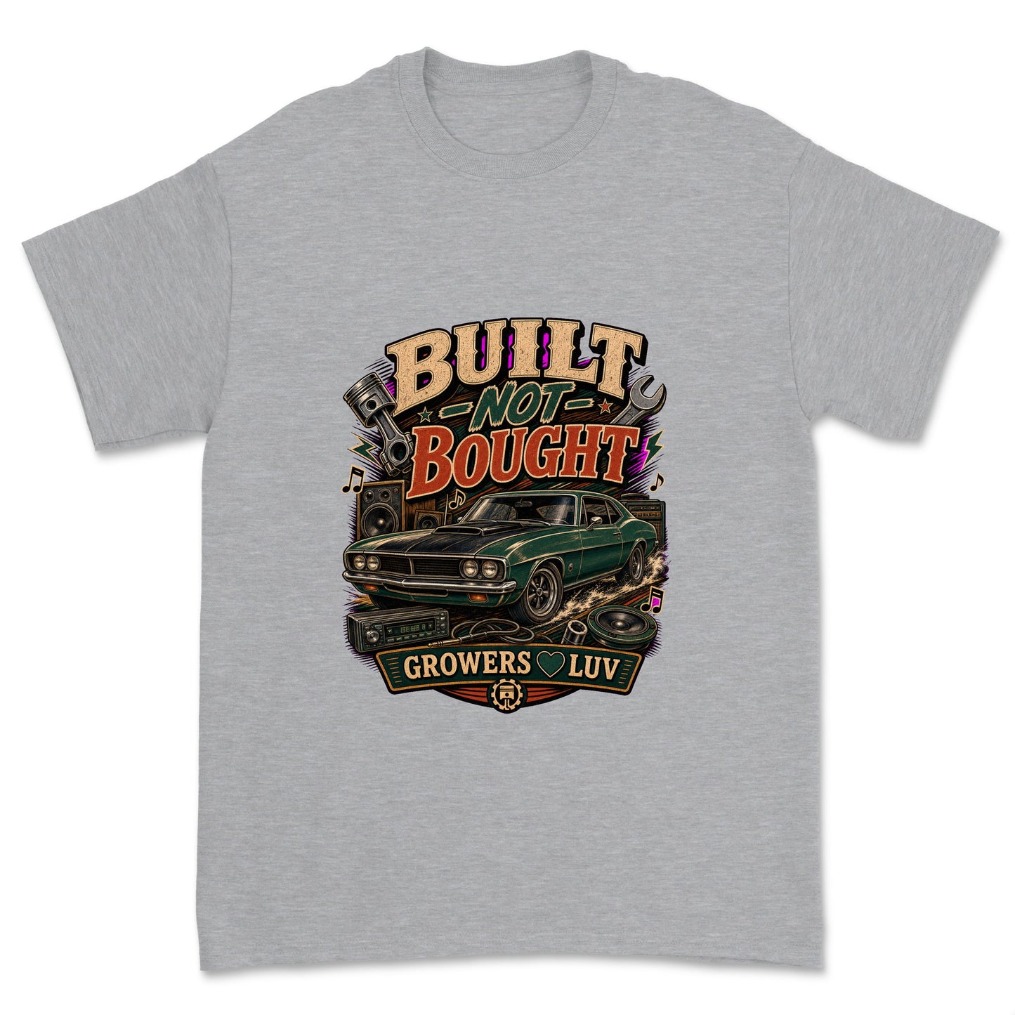 Built Not Bought Men's Gildan Graphic Tee in Sport Grey Heather