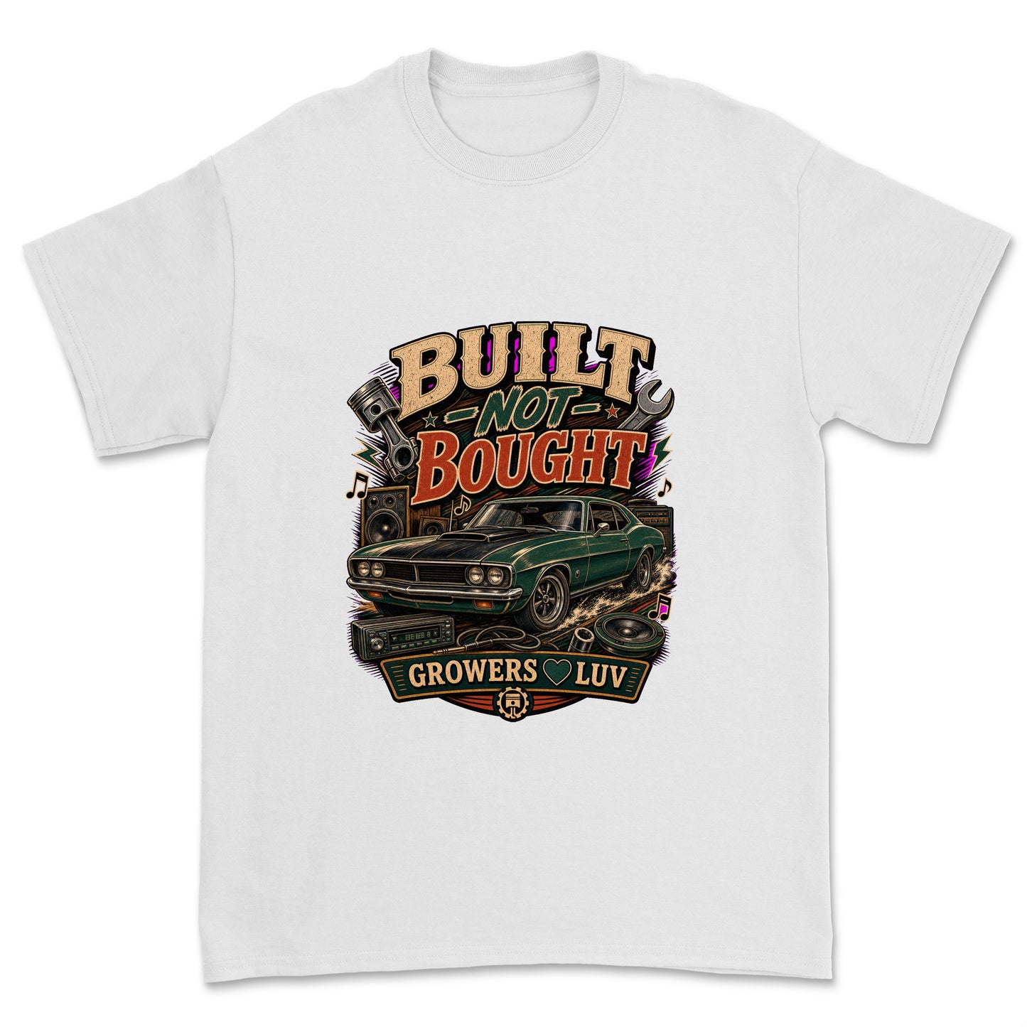Built Not Bought Men's Gildan Graphic Tee in White