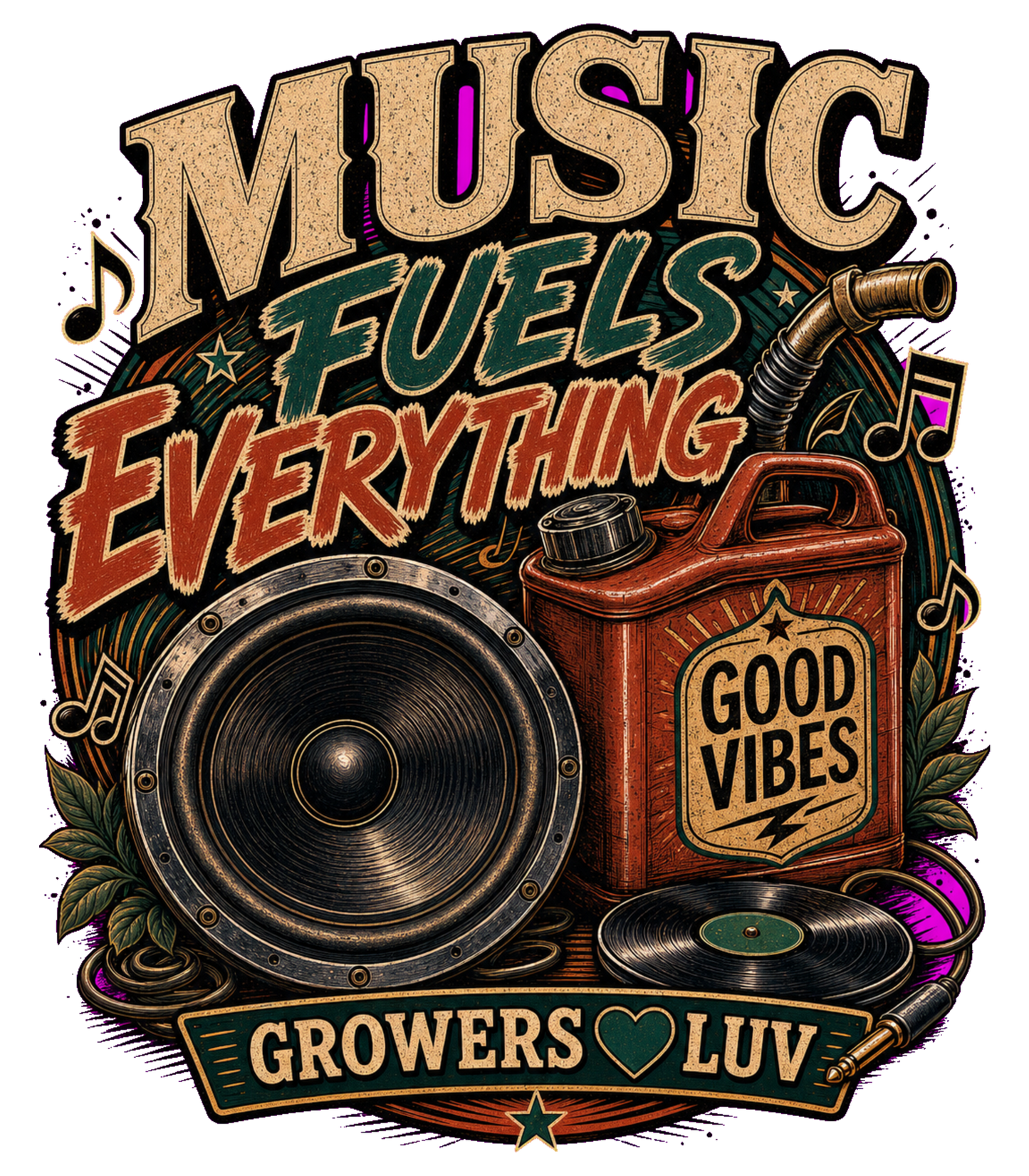 Music Fuels Everything Women's Bella Canvas Graphic Tee artwork detail