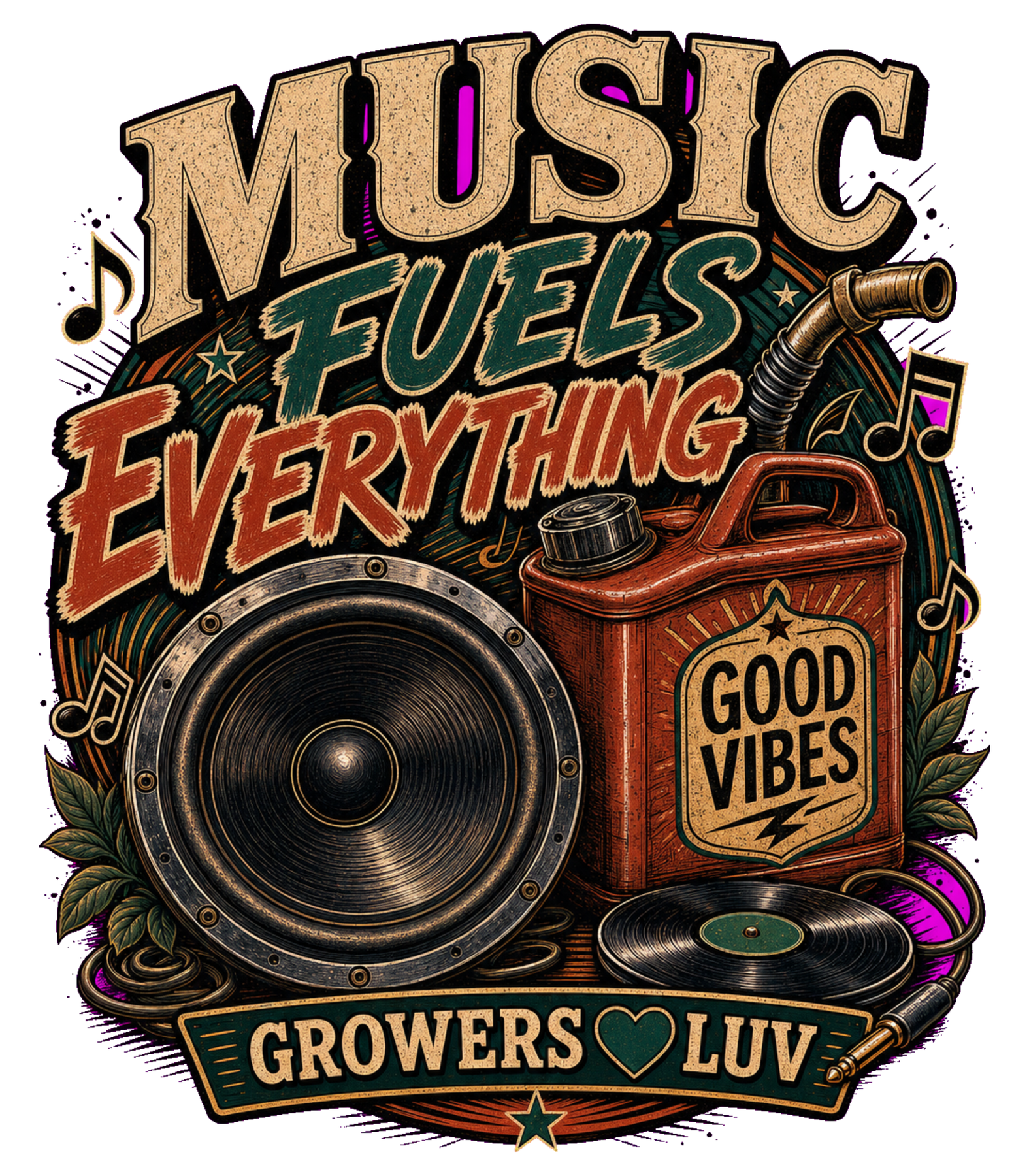Music Fuels Everything Women's Bella Canvas Graphic Tee artwork detail