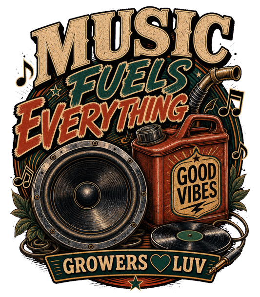 Music Fuels Everything Large Natural Tote Bag artwork detail