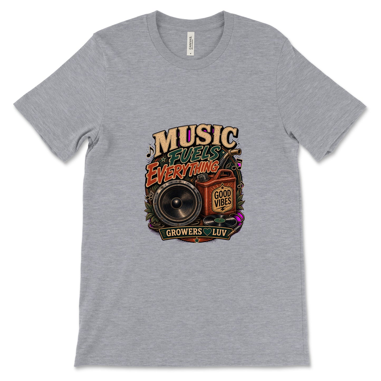 Music Fuels Everything Women's Bella Canvas Graphic Tee in Athletic Heather