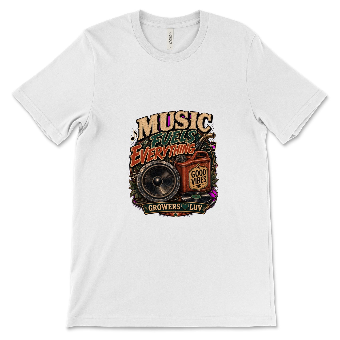 Music Fuels Everything Women's Bella Canvas Graphic Tee in White