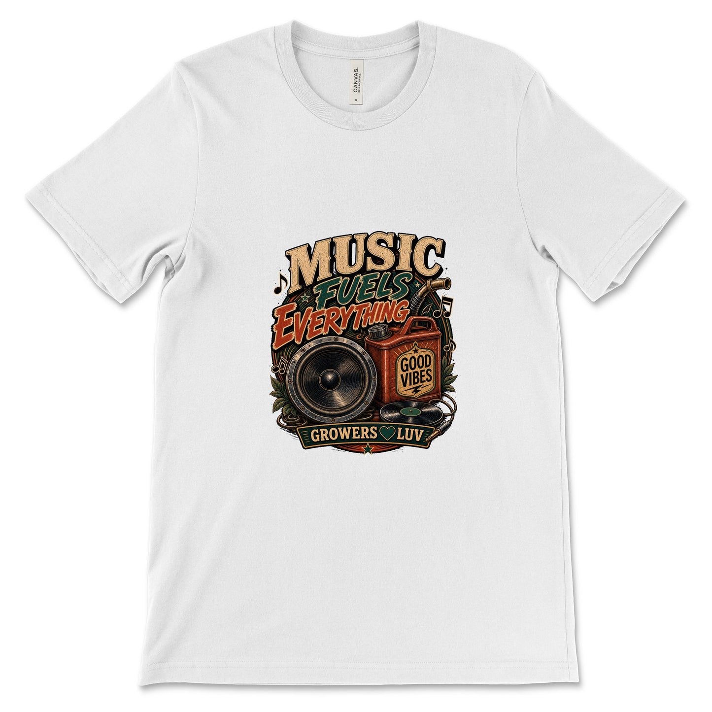 Music Fuels Everything Women's Bella Canvas Graphic Tee in White