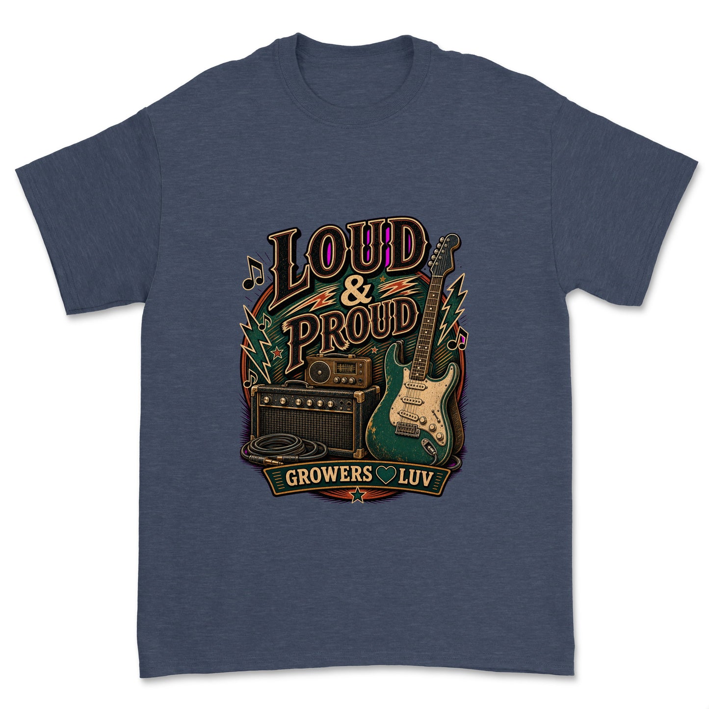 Loud And Proud Men's Gildan Graphic Tee in Heather Navy