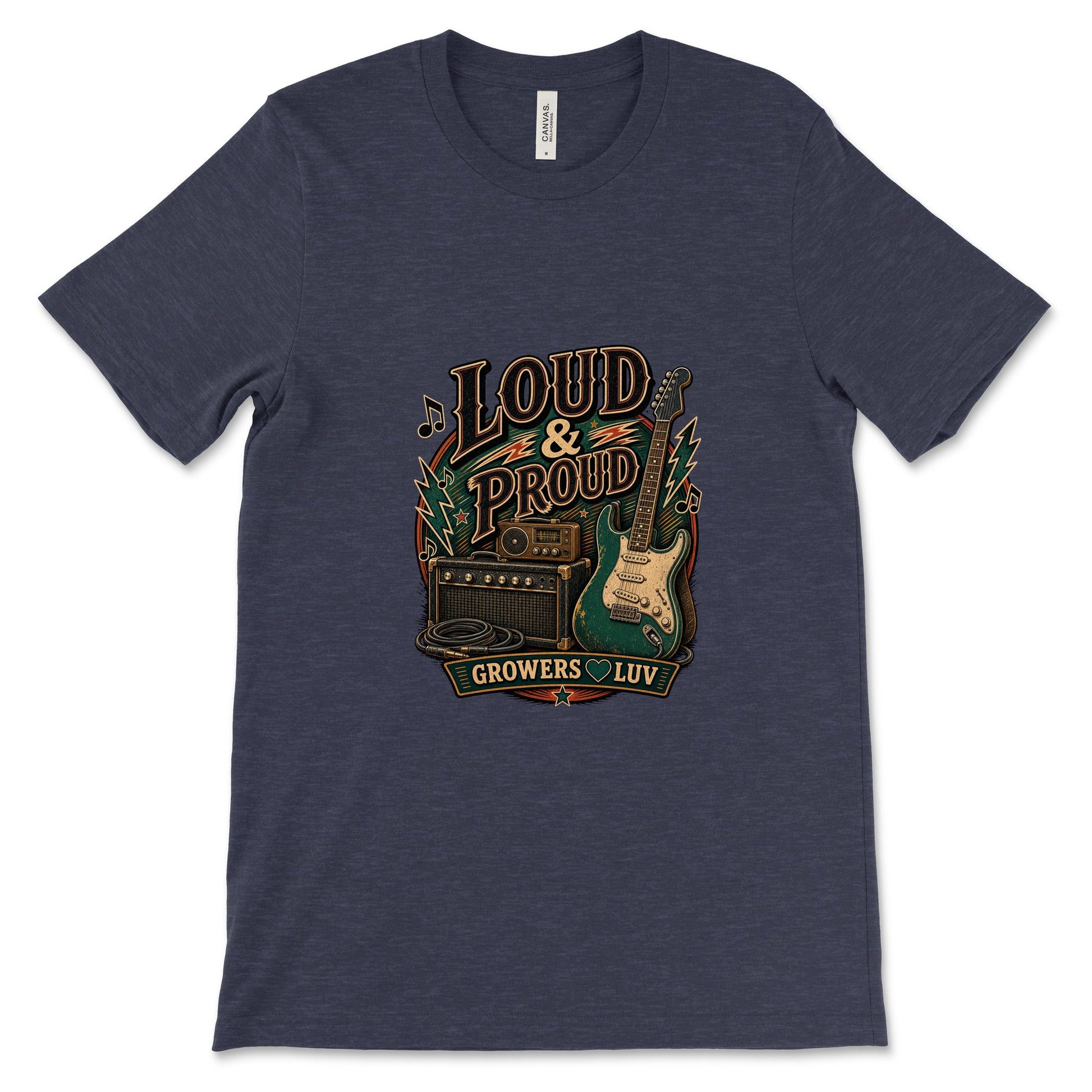 Loud And Proud Women's Bella Canvas Graphic Tee in Heather Midnight Navy