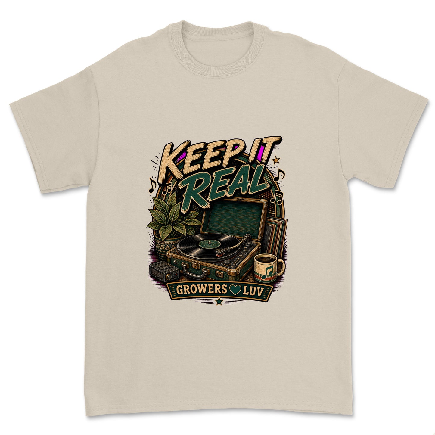 Keep It Real Men's Gildan Graphic Tee in Sand