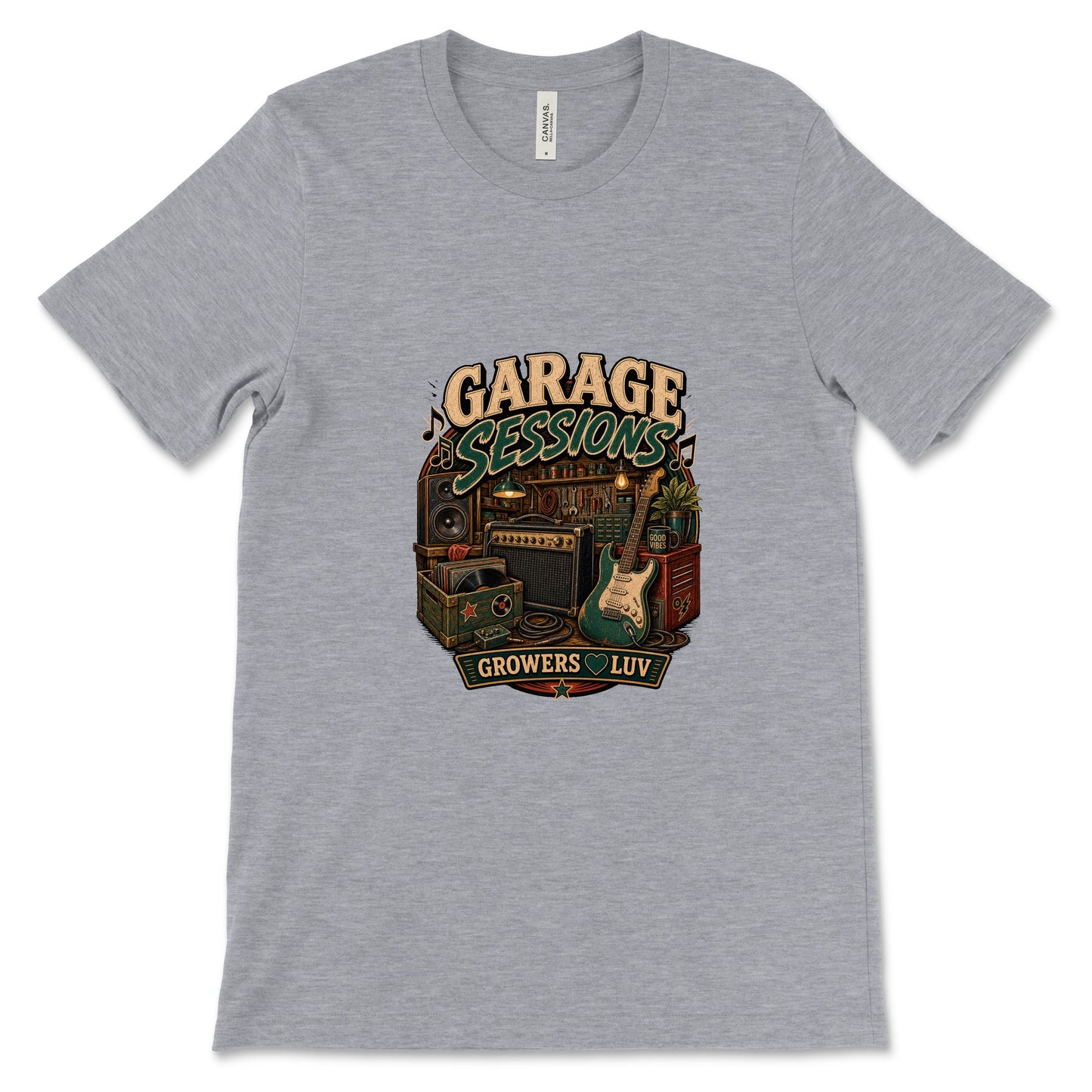 Garage Sessions Women's Bella Canvas Graphic Tee in Athletic Heather