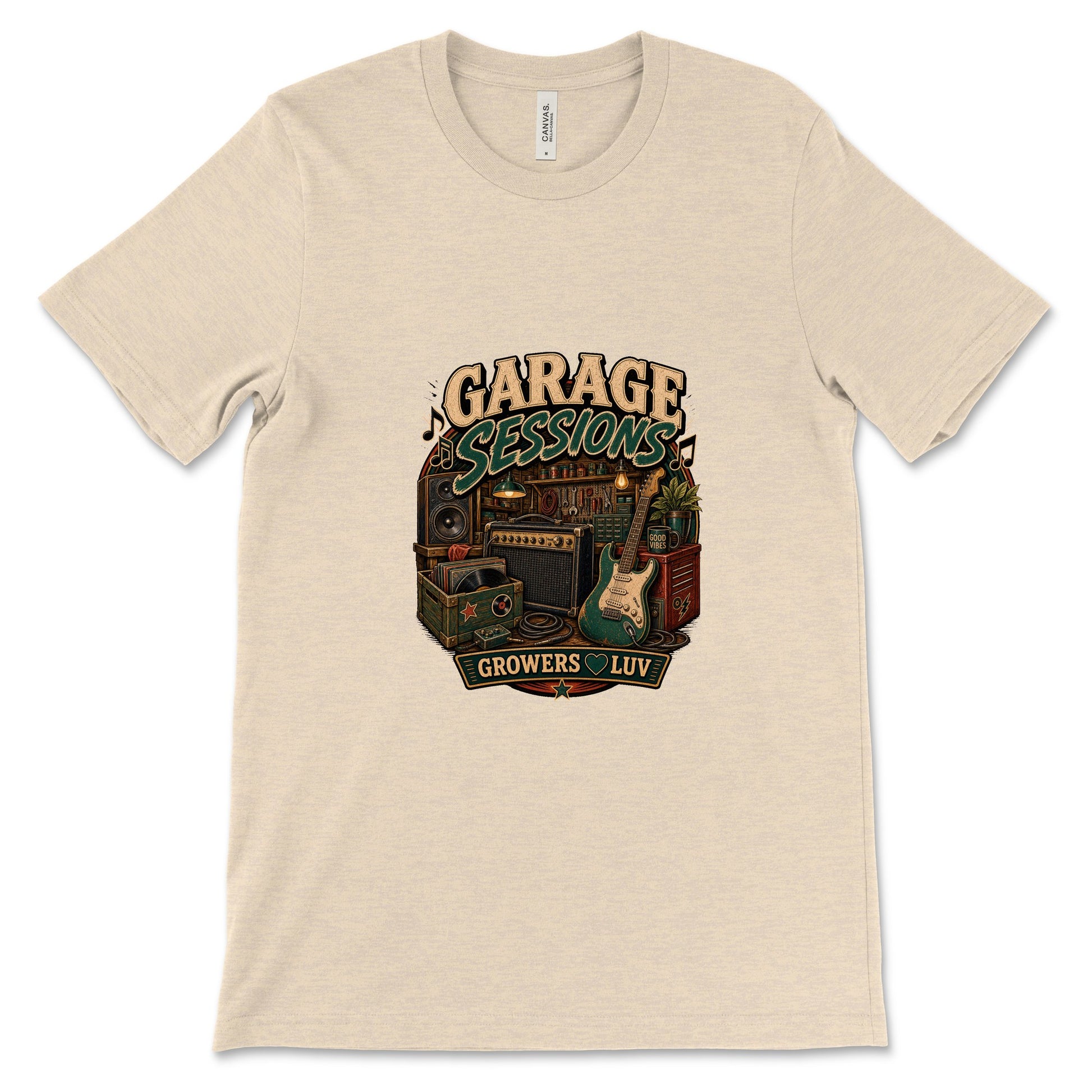 Garage Sessions Women's Bella Canvas Graphic Tee in Heather Dust
