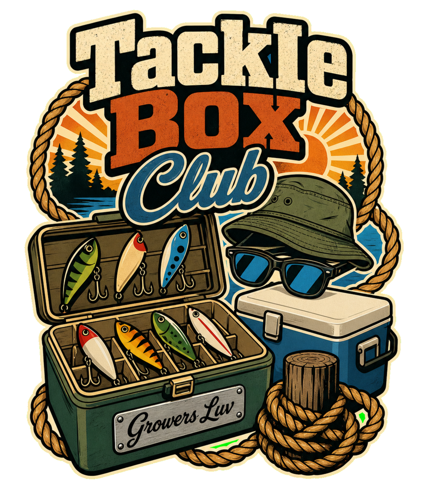 Tackle Box Club Men's Gildan Graphic Tee artwork detail