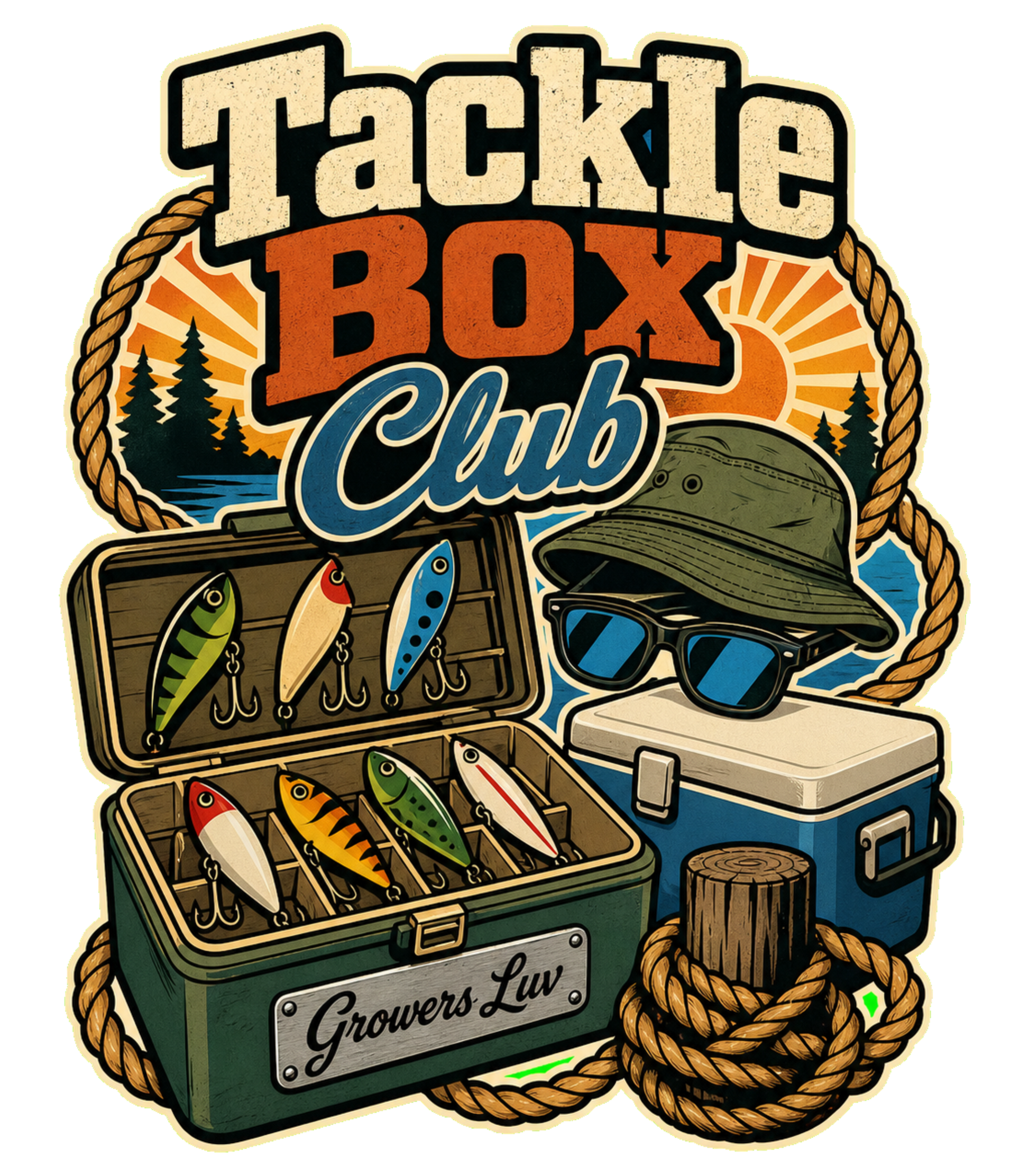 Tackle Box Club Men's Gildan Graphic Tee artwork detail
