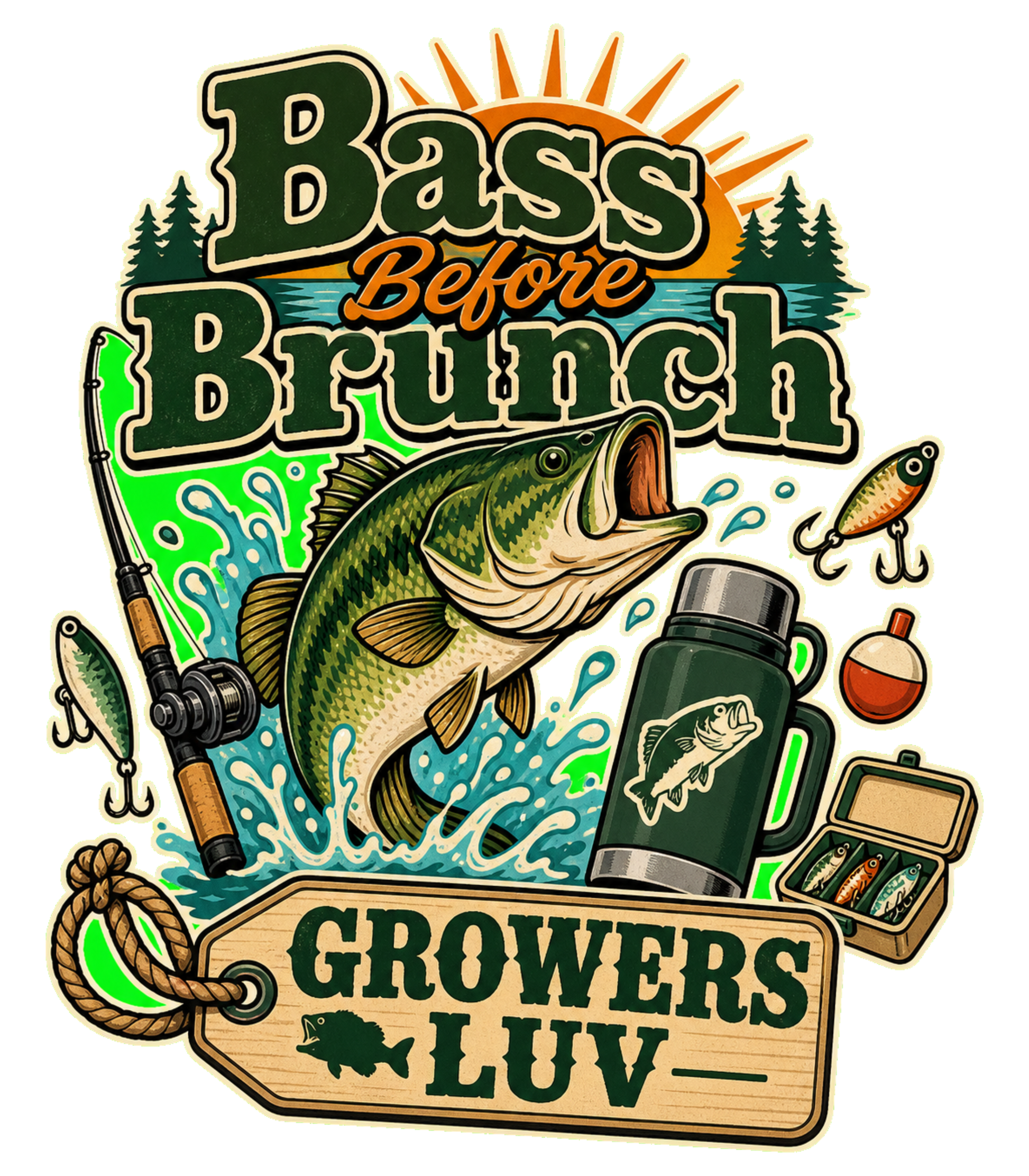 Bass Before Brunch Men's Gildan Graphic Tee artwork detail