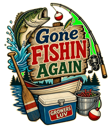 Gone Fishin Again Large Natural Tote Bag