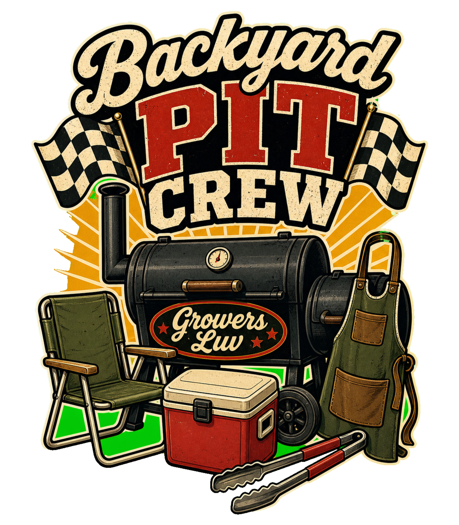 Backyard Pit Crew Men's Gildan Graphic Tee artwork detail
