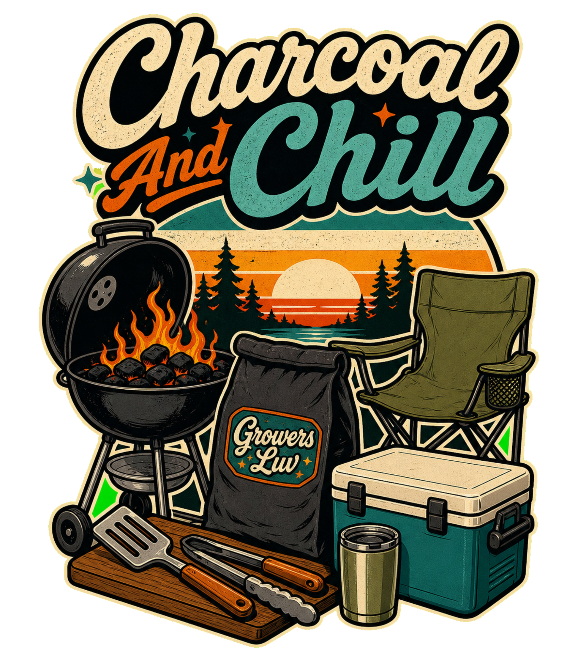 Charcoal And Chill Men's Gildan Graphic Tee artwork detail