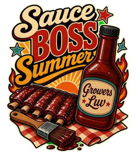 Sauce Boss Summer Men's Gildan Graphic Tee artwork detail