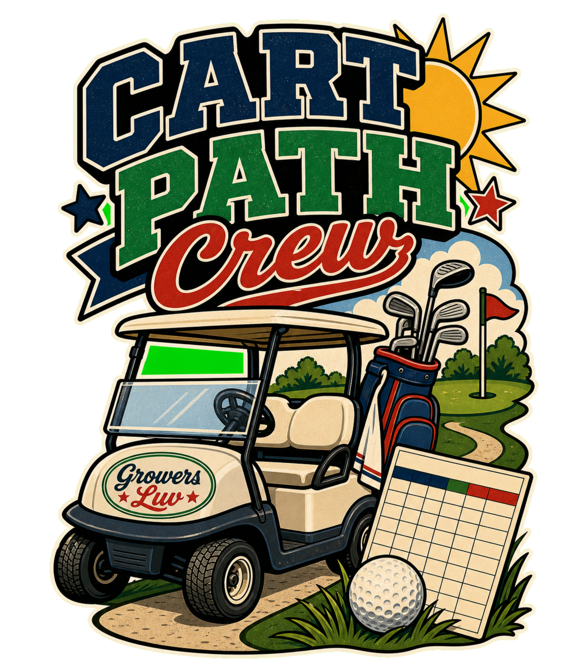 Cart Path Crew Men's Gildan Graphic Tee artwork detail