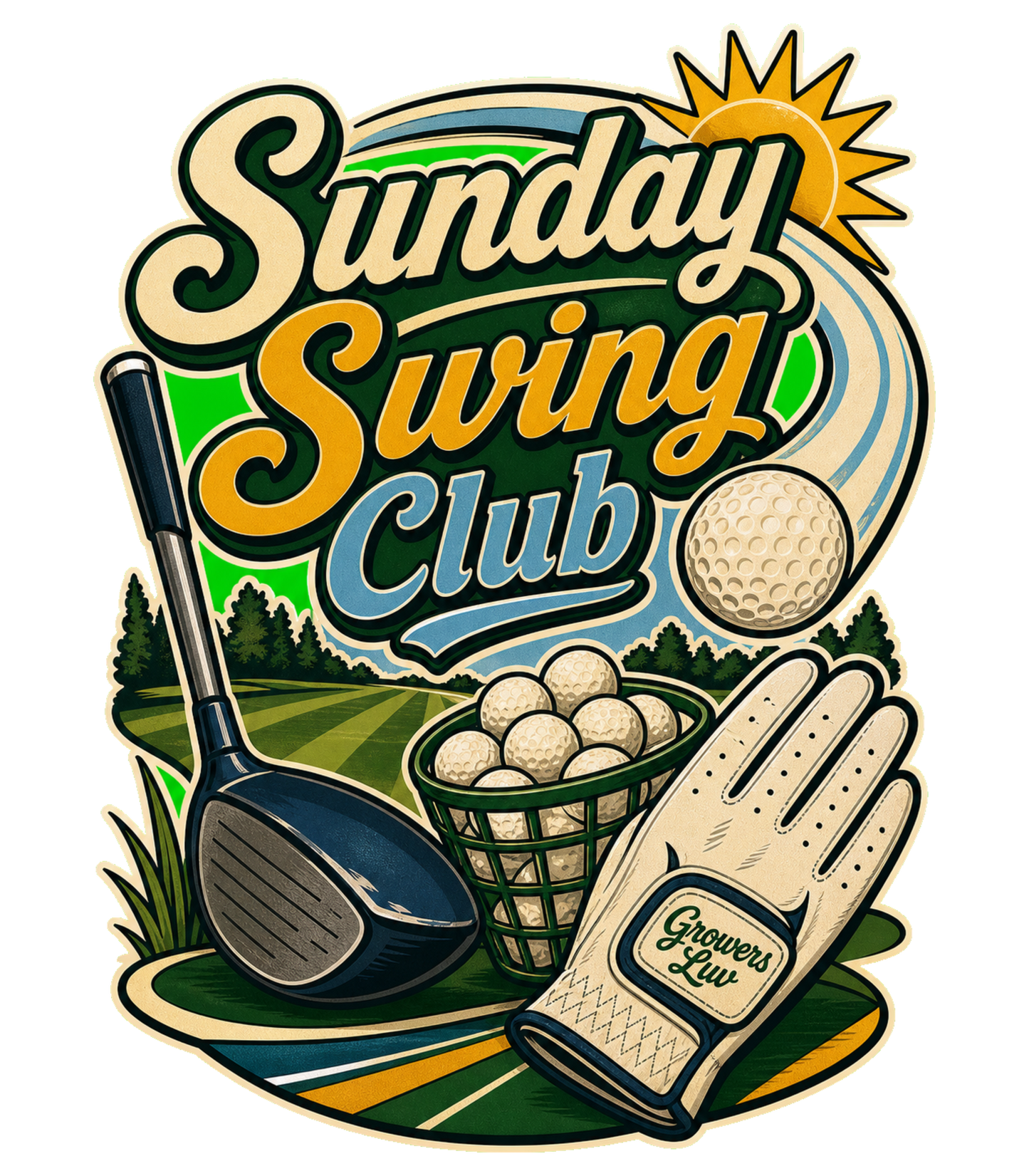 Sunday Swing Club Men's Gildan Graphic Tee artwork detail
