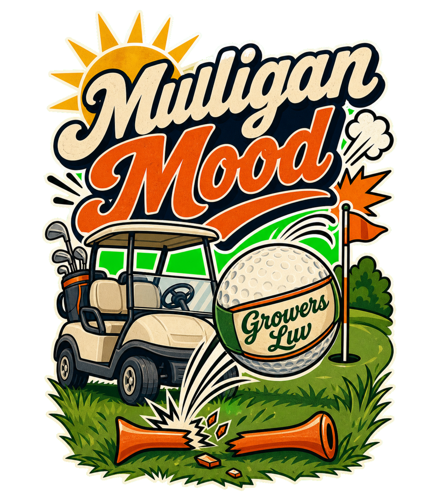 Mulligan Mood Men's Gildan Graphic Tee artwork detail