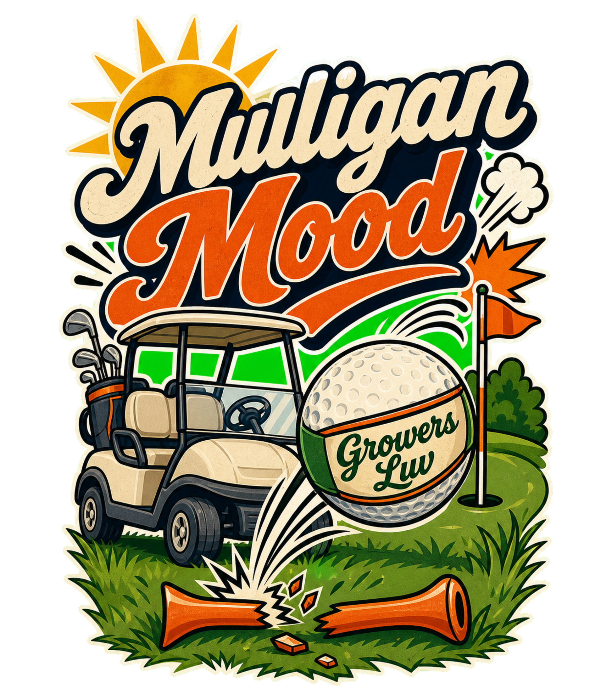 Mulligan Mood Men's Gildan Graphic Tee artwork detail