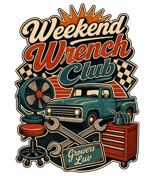 Weekend Wrench Club Men's Gildan Graphic Tee artwork detail