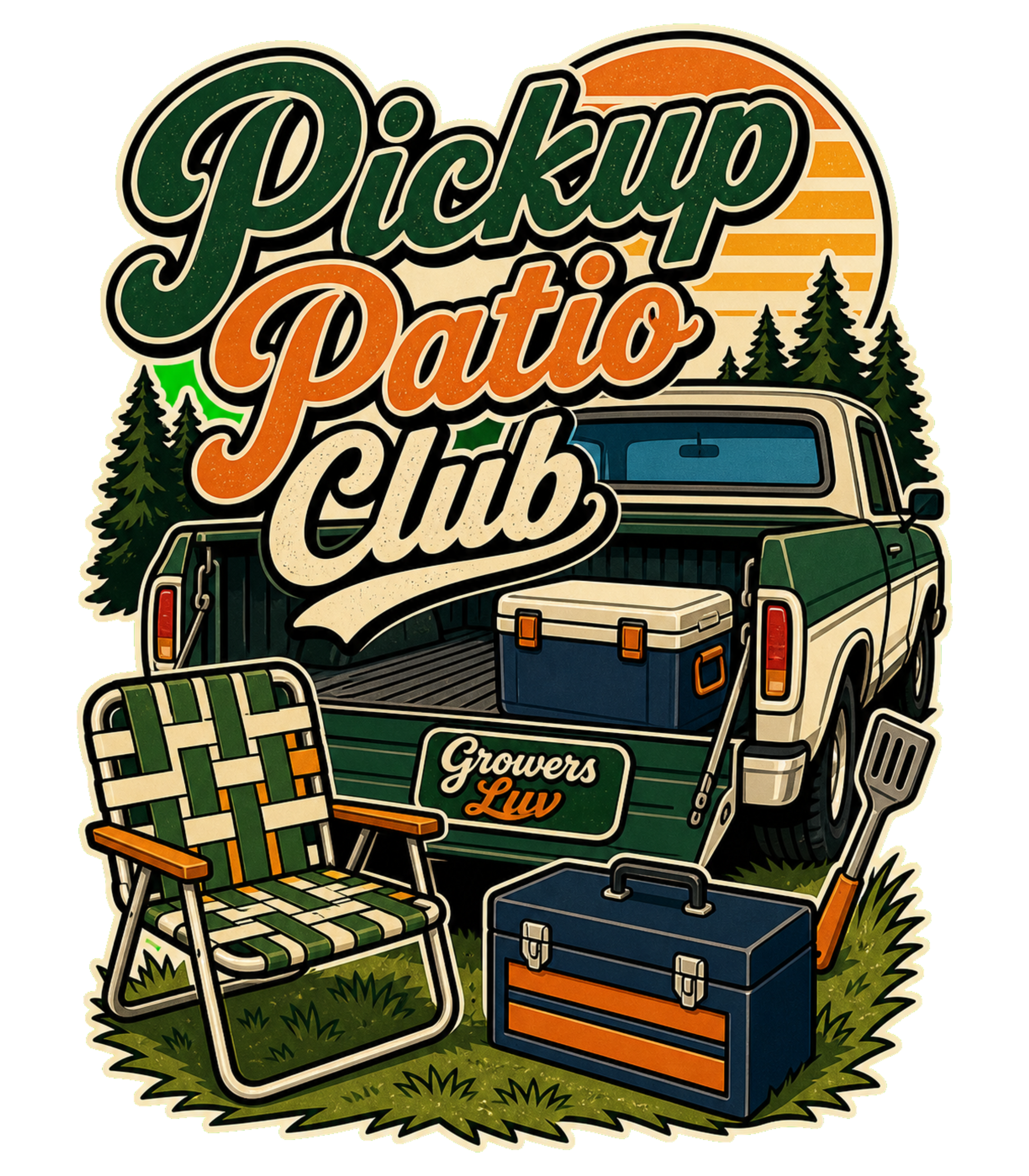 Pickup Patio Club Men's Gildan Graphic Tee artwork detail