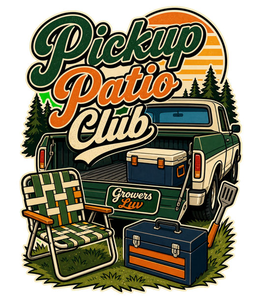 Pickup Patio Club Men's Gildan Graphic Tee artwork detail
