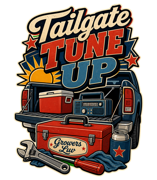 Tailgate Tune Up Men's Gildan Graphic Tee artwork detail
