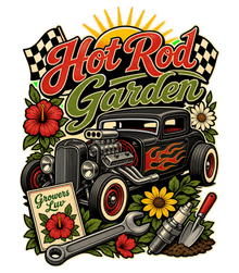 Hot Rod Garden Large Natural Tote Bag