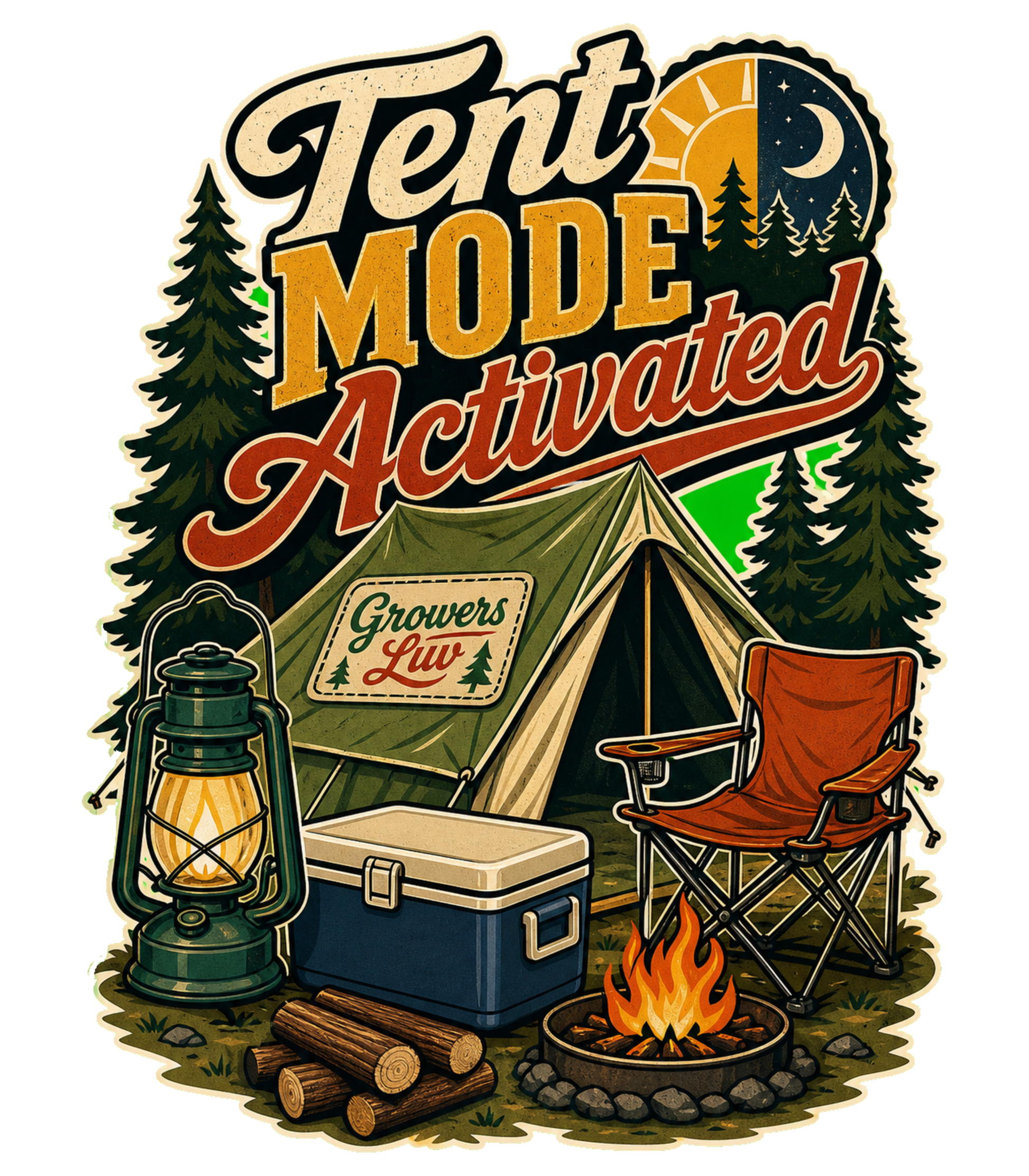 Tent Mode Activated Men's Gildan Graphic Tee artwork detail