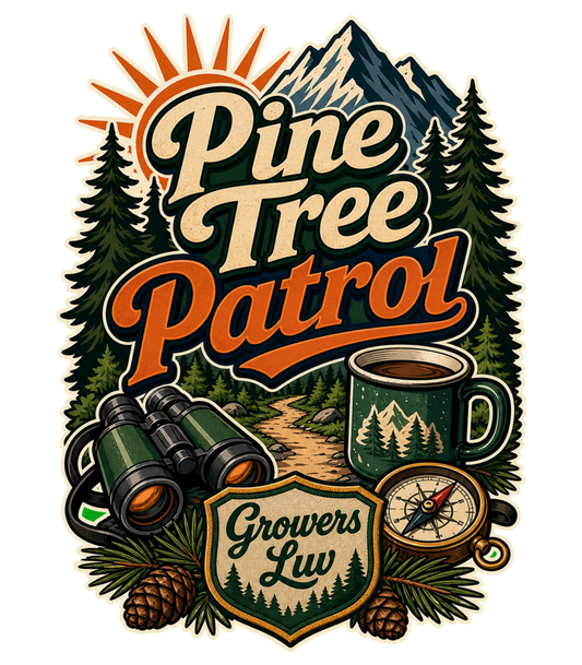 Pine Tree Patrol Men's Gildan Graphic Tee artwork detail