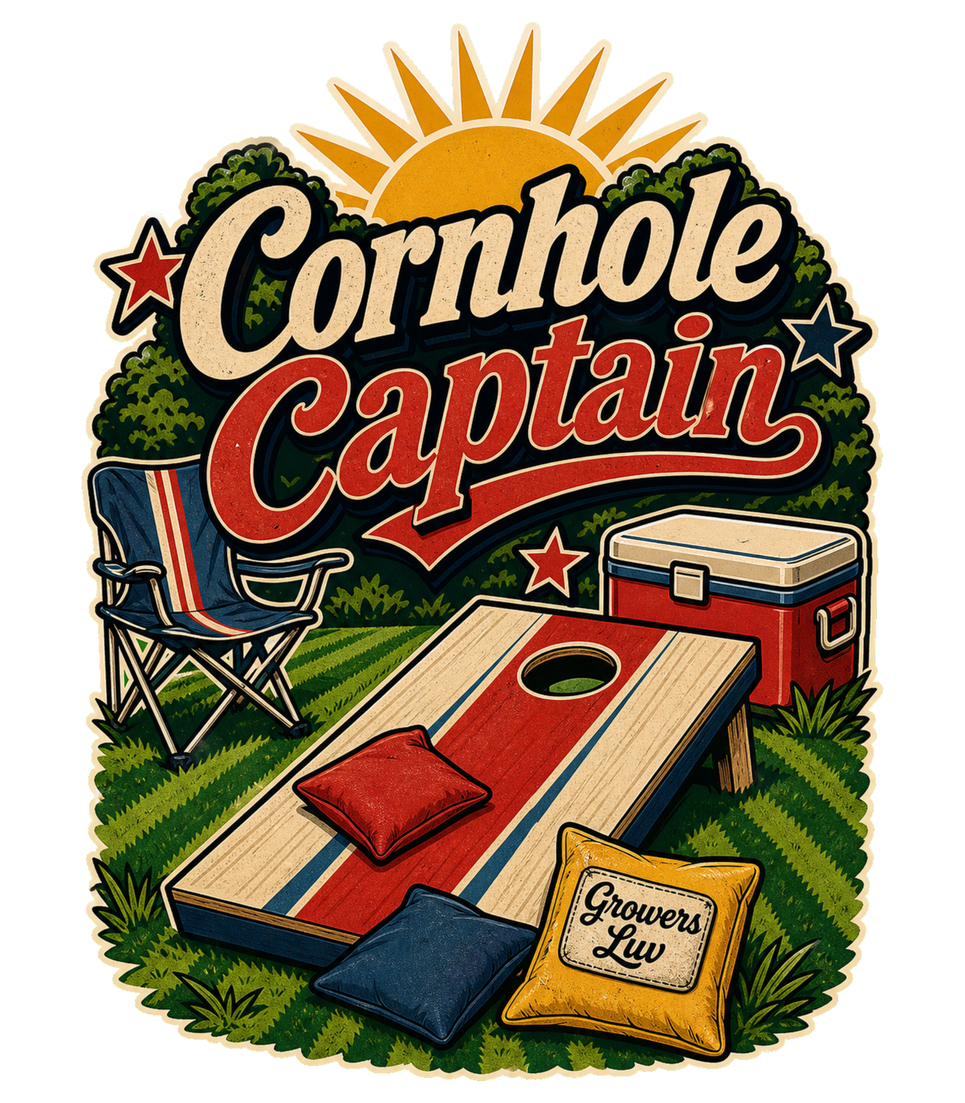 Cornhole Captain Men's Gildan Graphic Tee artwork detail