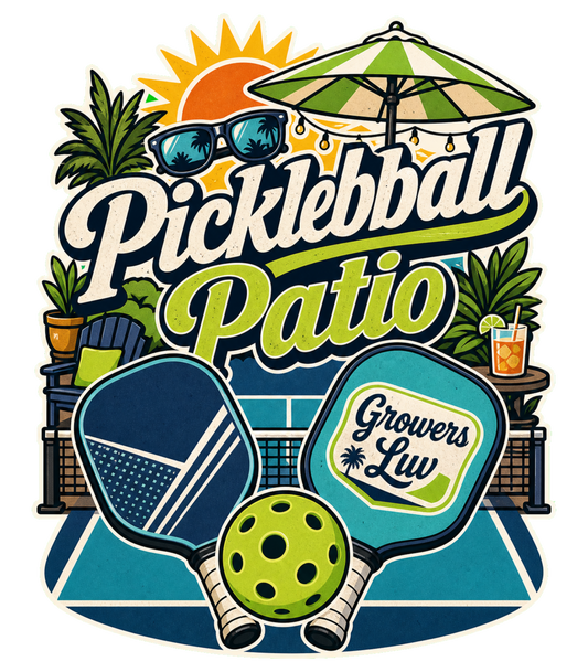 Pickleball Patio Men's Gildan Graphic Tee artwork detail