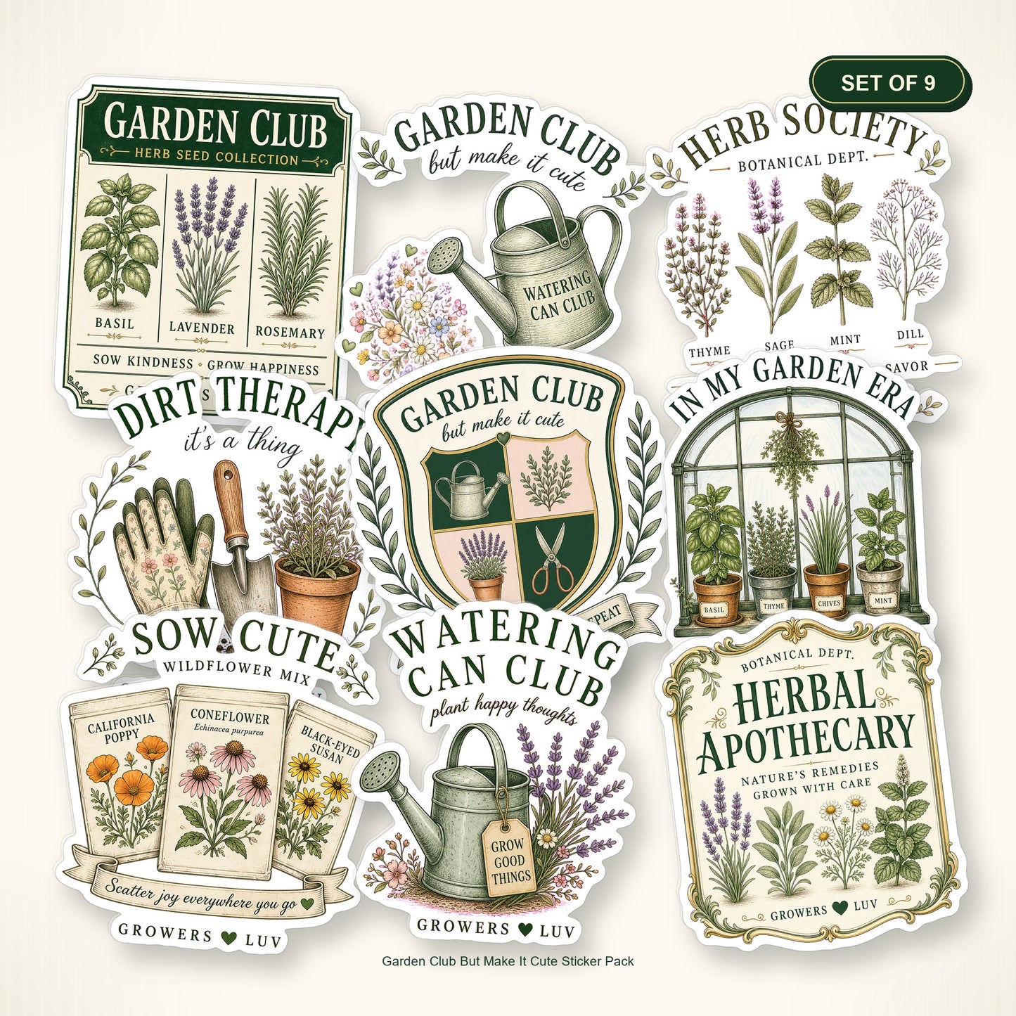 Garden Club But Make It Cute Sticker Pack - Set of 9 bundle hero image