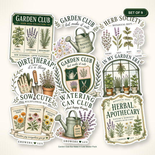 Garden Club But Make It Cute Sticker Pack - Set of 9 bundle hero image