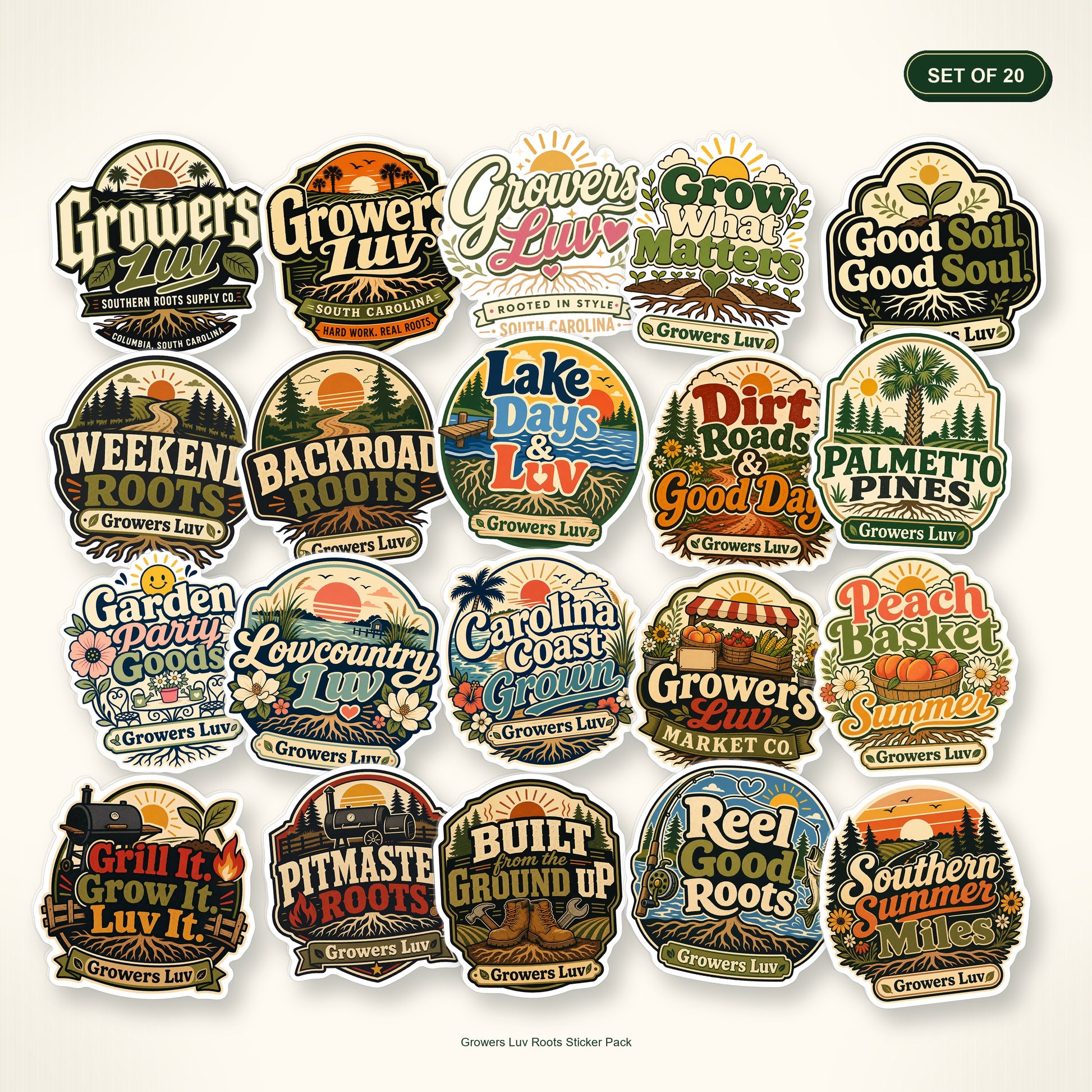 Growers Luv Roots Sticker Pack - Set of 20 bundle hero image