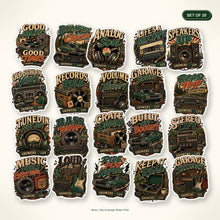 Music, Cars & Garage Sticker Pack - Set of 20