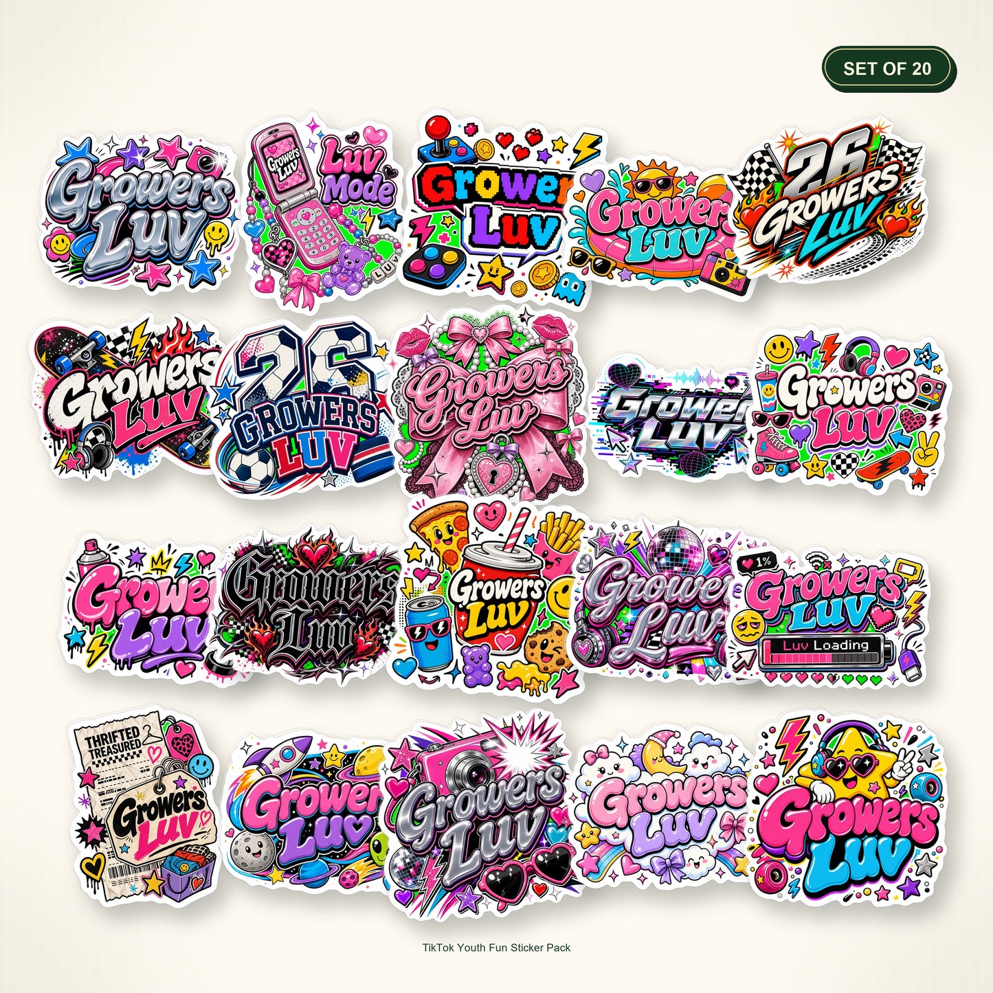 TikTok Youth Fun Sticker Pack - Set of 20 bundle hero image