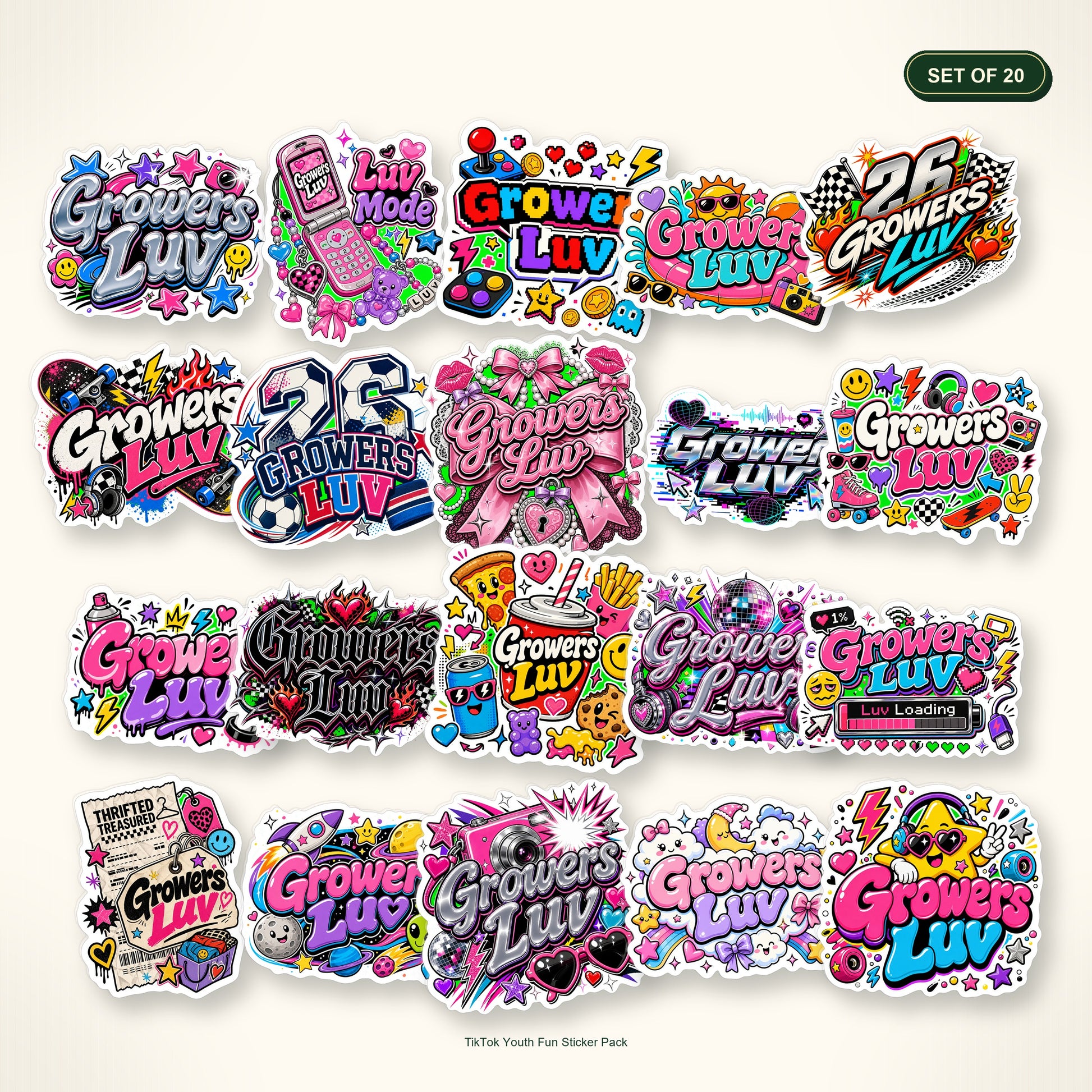 TikTok Youth Fun Sticker Pack - Set of 20 bundle hero image