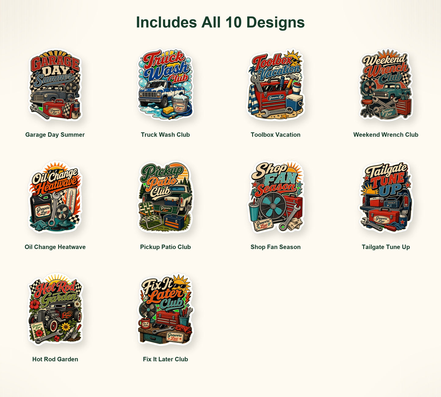 Trucks, Tools & Garage Sticker Pack - Set of 10 image 2