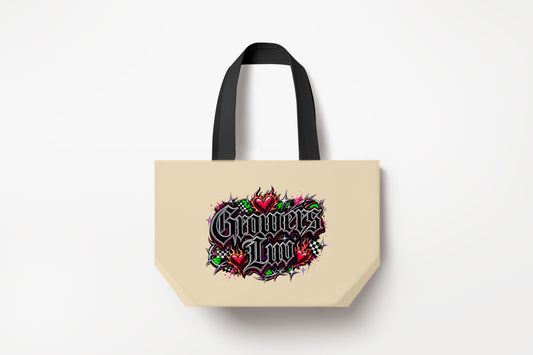 Dark Streetwear Large Natural Tote Bag product mockup on natural tote bag