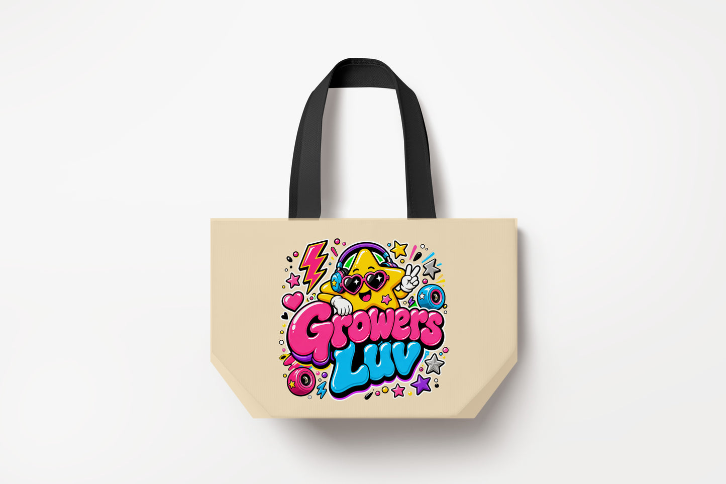 Star Mascot Large Natural Tote Bag product mockup on natural tote bag