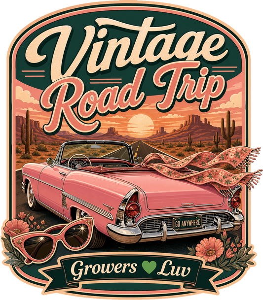 Vintage Road Trip Large Natural Tote Bag artwork detail