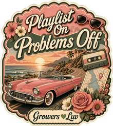 Playlist On Problems Off Large Natural Tote Bag