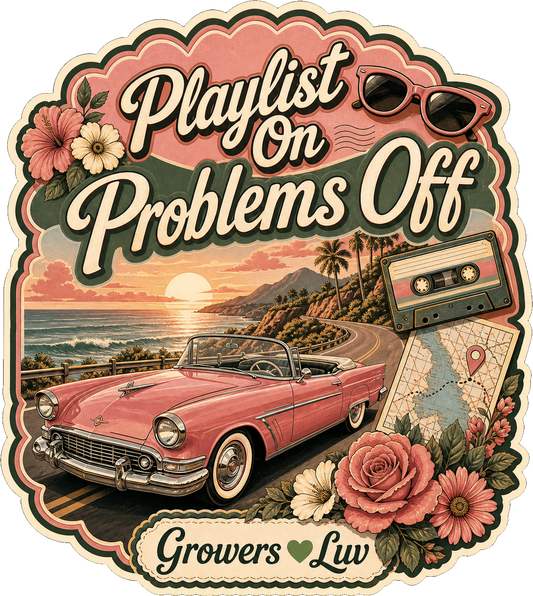 Playlist On Problems Off Large Natural Tote Bag artwork detail