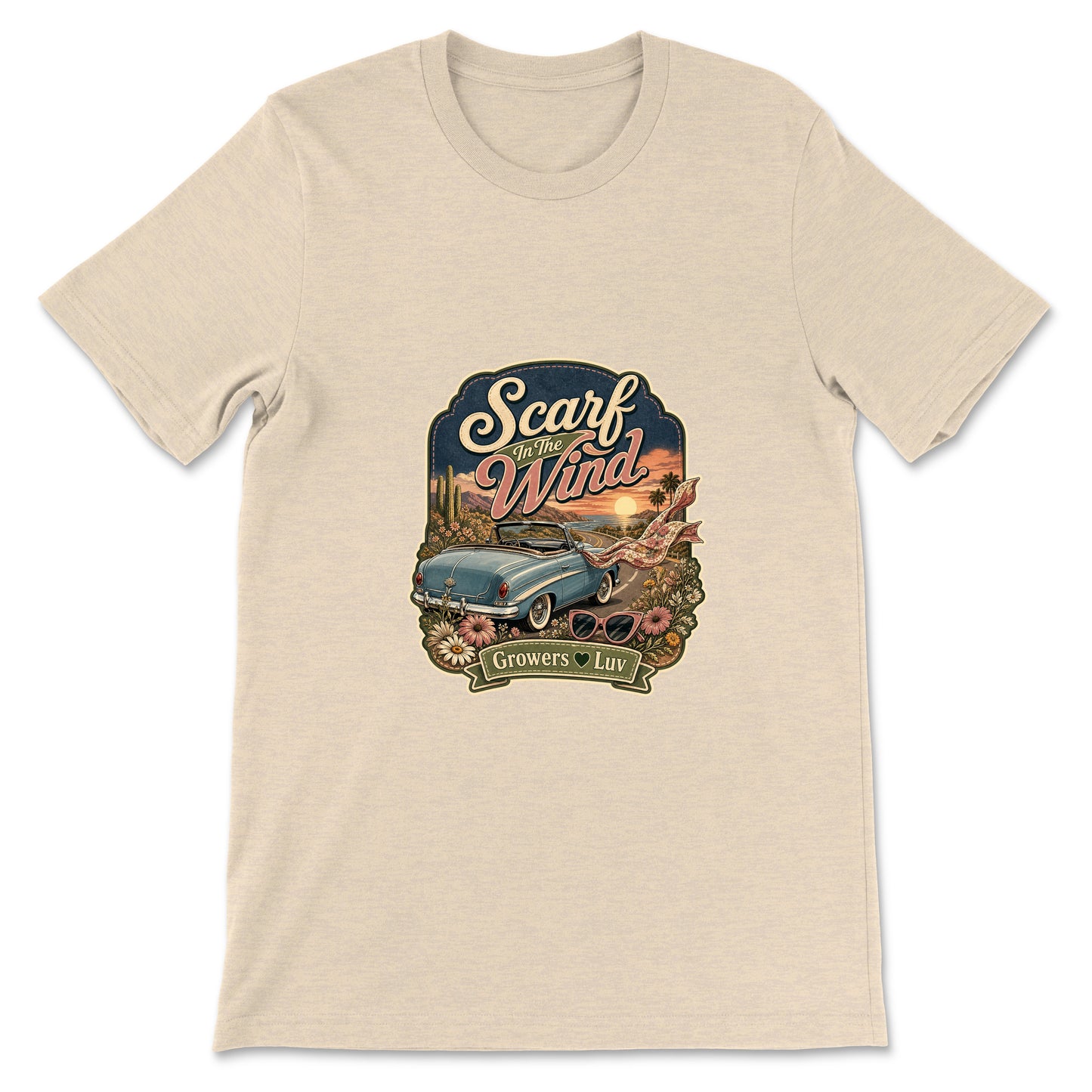 Scarf In The Wind Women's Bella Canvas Graphic Tee in Heather Dust