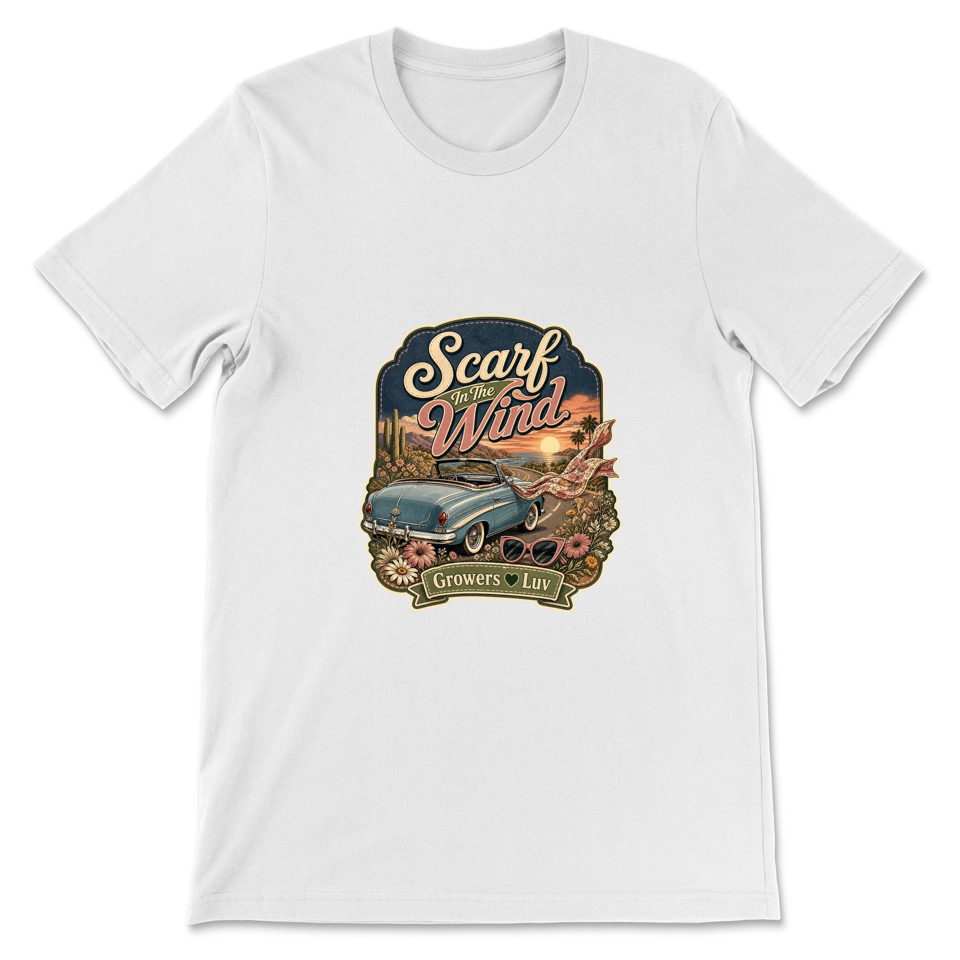 Scarf In The Wind Women's Bella Canvas Graphic Tee in White