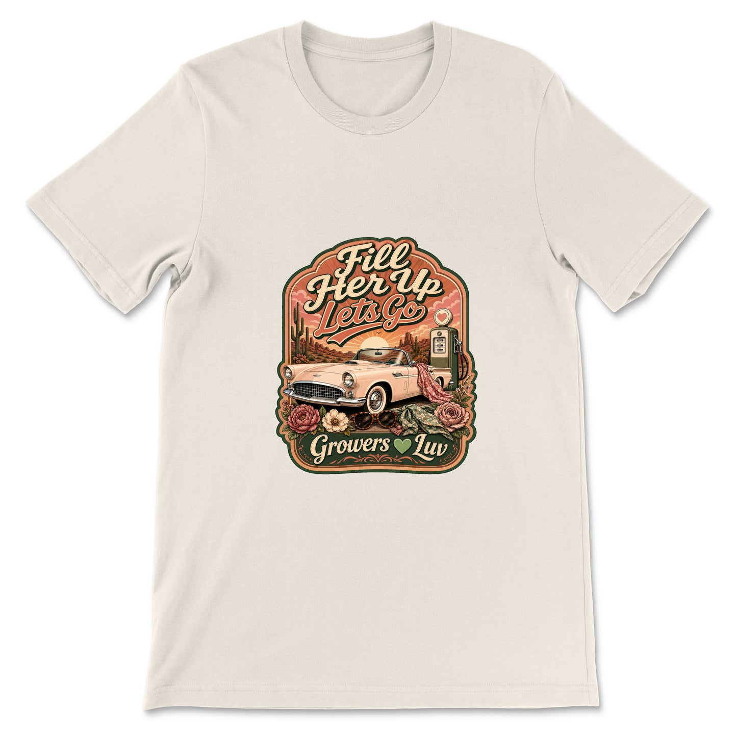 Fill Her Up Lets Go Women's Bella Canvas Graphic Tee in Natural