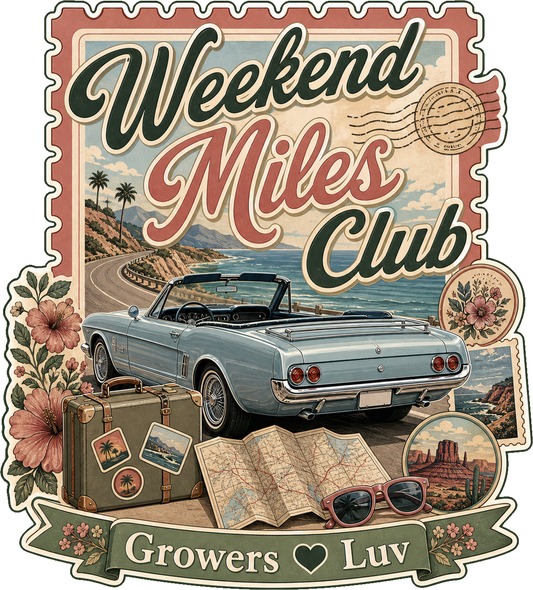 Weekend Miles Club Large Natural Tote Bag artwork detail
